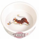 Trixie Comedero cerámico impreso, 0.2 l, ø 11 cm, blanco