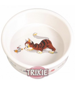 Trixie Comedero cerámico impreso, 0.2 l, ø 11 cm, blanco