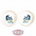 Trixie Comed. cerámico doble impr., 2x0.15 l/ø 11 cm, bl.
