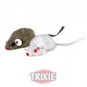 Trixie Ratón peluche con cascabel, 5 cm, 2 uds, bl./Gris