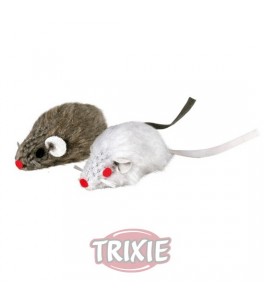 Trixie Ratón peluche con cascabel, 5 cm, 2 uds, bl./Gris