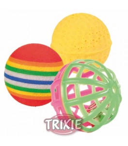Trixie Serie de 3 pelotas, con cascabel, ø 3.5/4 cm