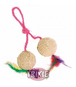 Trixie 2 Pelotas Yute rellenas Catnip, con cuerda ø 4.5cm