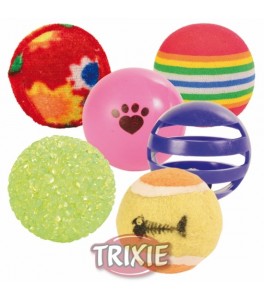 Trixie 6 pelotas surtidas, ø 3, 5-4 cm, color surtido