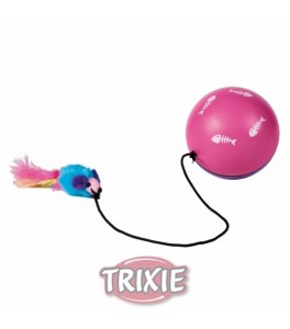 Trixie Pelota con motor y ratón cuerda/pluma, ø 9 cm
