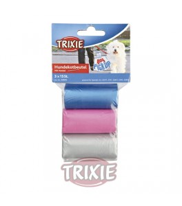 Trixie 3 Rollos de 15 bolsas con asas, colores surtidos para perro