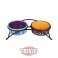 Trixie Set comederos cerámicos impresos, 2x0,3l color azul/narajan/purpura para gatos