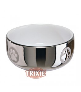 Trixie Comedero cerámico, 0.3l color plata-blanco para gatos