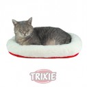 Trixie Cama Afelpada reversible para gato, 47x38 cm, Rojo/Lana-Blanco