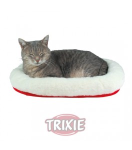 Trixie Cama Afelpada reversible para gato, 47x38 cm, Rojo/Lana-Blanco