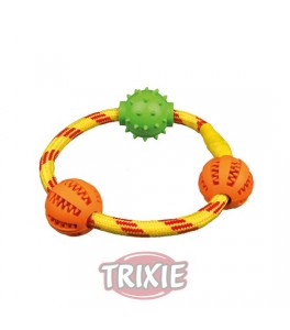 Trixie Denta Fun Anillo de Cuerda con Pelotas, ø 20cm
