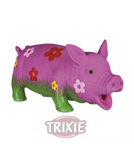 Trixie Cerdo látex floreado con sonido original animal, 20 cm