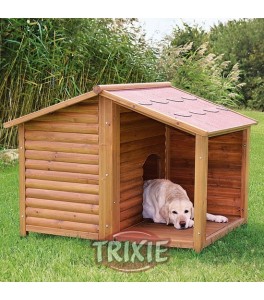 Trixie Caseta madera Natura con porche, 130×100×105 cm