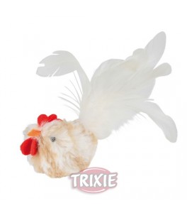 Trixie Gallina Blanca con Catnip y sonido, Peluche, 8 cm