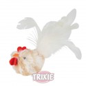 Trixie Gallina Blanca con Catnip y sonido, Peluche, 8 cm