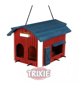 Trixie Comedero Colgante Ext, 2 Zonas,madera, 24x22x32 cms