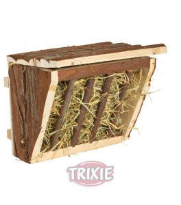 Trixie Comedero Heno con tapa, Corteza Tronco, para roedores, 20×15×17cm