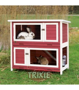 Trixie Conejera Natura, 2 plantas, 116×111×65cm, Rojo-Blanco